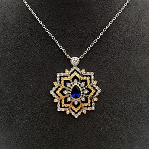 Silver And Gold Plating Four-Layer Flower Design Pendant Necklace Women