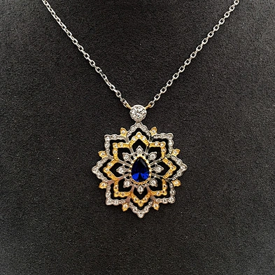 Silver And Gold Plating Four-Layer Flower Design Pendant Necklace Women
