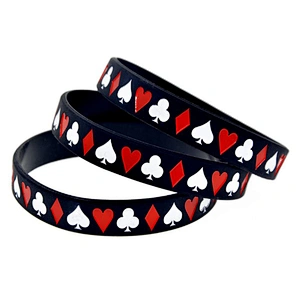 Best price poker style silicone wrist band couple bracelet