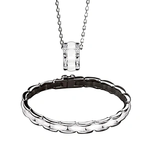 Black design wholesale silver necklace and bracelet set