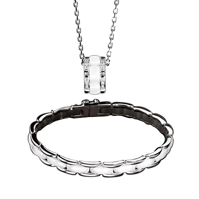 Black design wholesale silver necklace and bracelet set