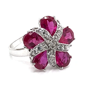 Big stone anniversary flower silver new design ring