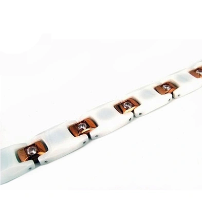Cheap stainless steel white ceramic beads bracelet