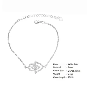 Fashion fancy gold hand chain hamsa bracelet design for girl