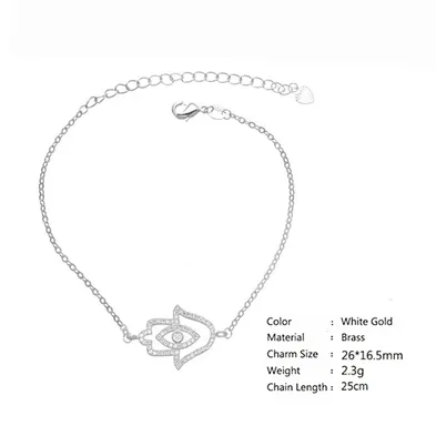 Fashion fancy gold hand chain hamsa bracelet design for girl