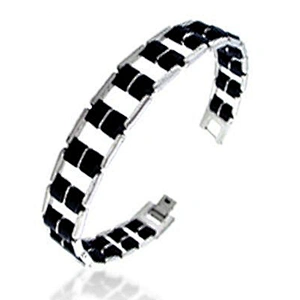 Cheap black leather beyaly jewelry titanium bangle