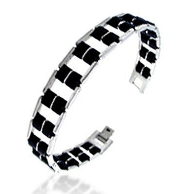 Cheap black leather beyaly jewelry titanium bangle