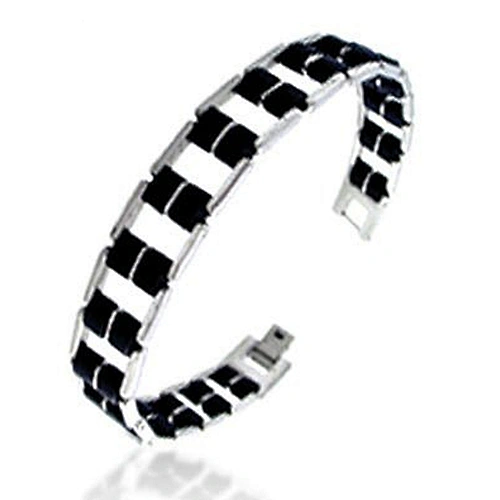 Cheap black leather beyaly jewelry titanium bangle