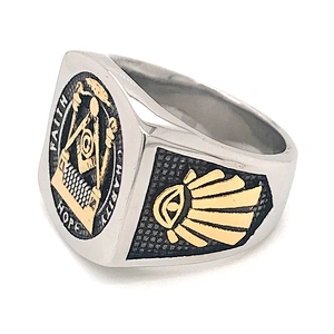 Custom Design Stainless Steel Free-Mason Width Fashion Index Ring