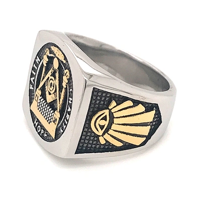 Custom Design Stainless Steel Free-Mason Width Fashion Index Ring