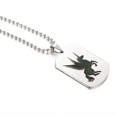 Custom stainless steel legendary engraved unicorn charm
