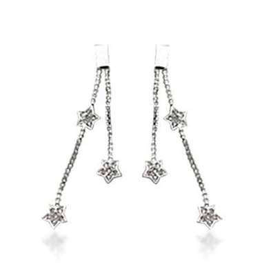 Brilliant lovely silver long hollow dangling star earrings