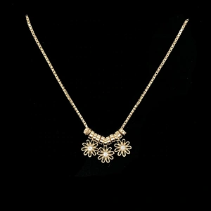 New Design Slideable Circle And Enamel Cz Flower Beads Gold Chain Necklace