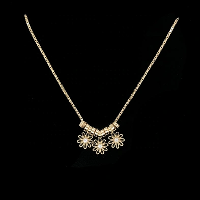 New Design Slideable Circle And Enamel Cz Flower Beads Gold Chain Necklace