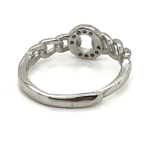 Connected Circles design shiny cubic zirconia silver ring vintage jewelry