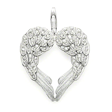 925 silver jewelry fashion cubic stone heart angel wings charm