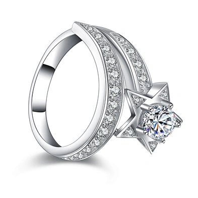 Adjustable Gemstone Engagement Wedding 925 Sterling Silver Platinum Ring Price