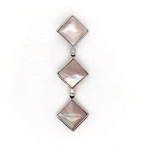 Graceful Popular Silver Square Design Pink Crystal Shell Female Favor Pendants