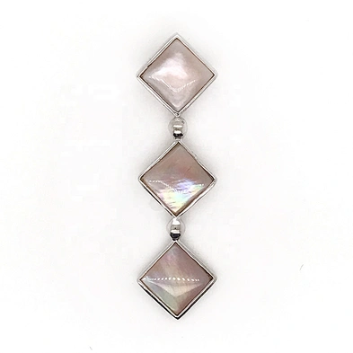 Graceful Popular Silver Square Design Pink Crystal Shell Female Favor Pendants