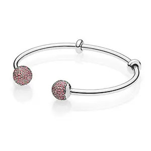Fashion silver chain artificial diamond ball bracelet