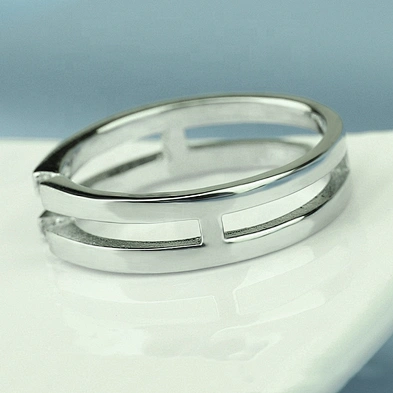 Wholesale simple oem design pipe cut stainless steel engraved ring