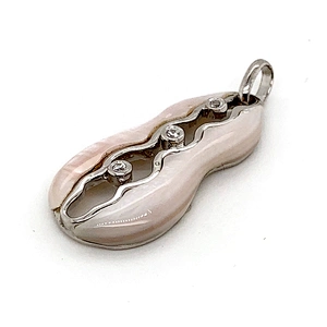 Refined Natural Pink Shell Silver Calabash Design Cheap Necklace Pendant