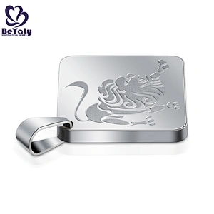 Square shape stainless steel custom engraved lion pendants