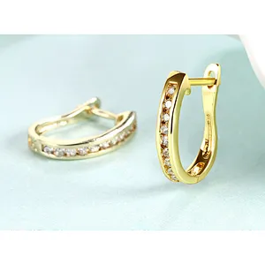 Arabic gold plated zircon ring type earring design