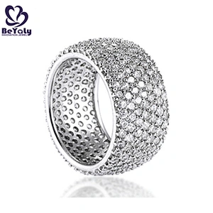 Wholesale wide size women clear cubic zircon paved ring