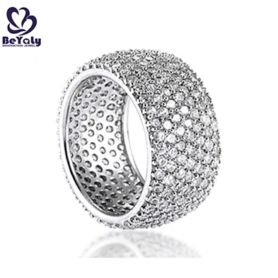 Wholesale wide size women clear cubic zircon paved ring
