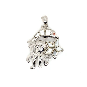 Beautiful Silver Graceful Shell Dolphin Octopus Starfish Marine Animal Charm Pendant