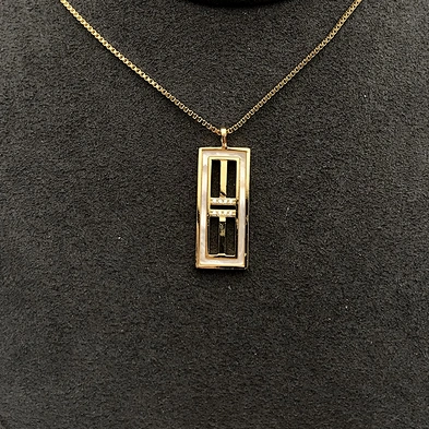 Gold Straight Lines Combination Design Rectangle Geometric Pendant Necklace