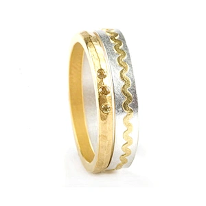 Refined stacking real gold jewelry cheap wedding ring sets