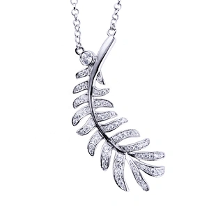 Feather design cz charm 529 silver jewelry pendant
