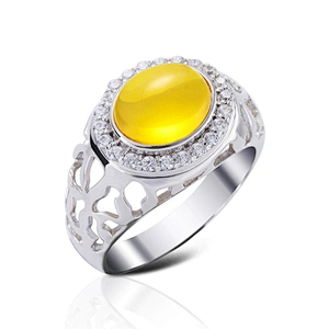 925 cz Sterling Silver White Gold Italian Ring For Men