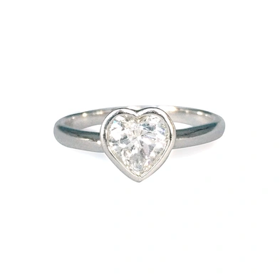 Fashion simple heart stone design plated white gold ring set