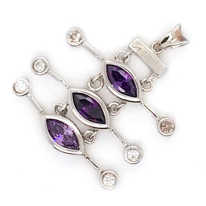 Elegant High Quality Silver Bezel Purple Gemstone Insect Natural Design Pendant