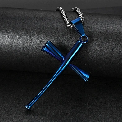 United States hot personality stainless steel fashion baseball cross design pendant for men