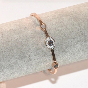 Stainless steel blue gems evil eye womens bracelets bangle cuff