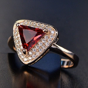 Silver Synthetic Ruby Stone Rings, Triangle Gold Ring Designs With Ruby