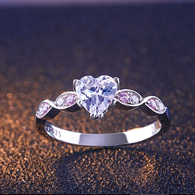 Heart Stackable Ring, 925 Sterling Silver Wave Ring Ocean Wave Band Ring