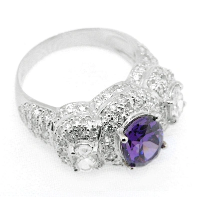 Noble style three gemstone italian silver rings for men
