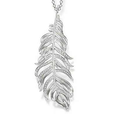 Exquisite european silver fashion feather jewellery