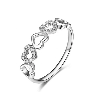 Fresh heart half design silver couple asian wedding rings