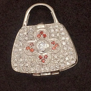 Latest Ladies Fashion 925 Sterling Silver Red Cz Four-Leaf Flower Mini Bag Pendant