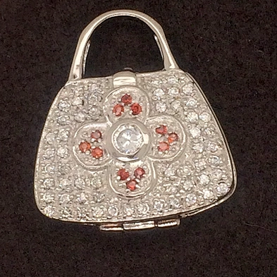 Latest Ladies Fashion 925 Sterling Silver Red Cz Four-Leaf Flower Mini Bag Pendant
