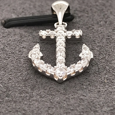 Luxury Cubic Zirconia Necklace Anchor Charm Jewelry China, Gold Anchor Pendant Cubic Zirconia Necklace Set