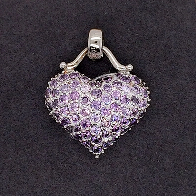 Amazing Beautiful Cute Purple Cz Heart Shape Ladies Wholesale Pendant Pave Settings