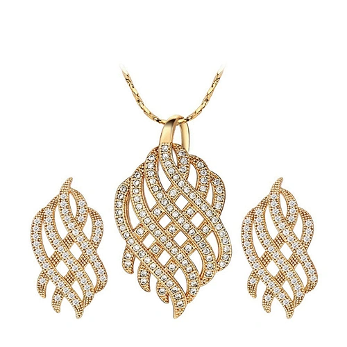 Hot wholesale interlaced pattern gold plated fashion jewelry sets