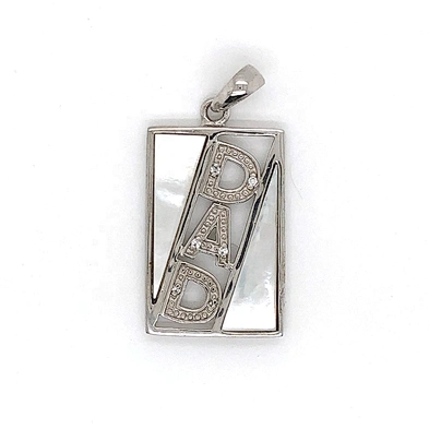 925 Silver White Stone Geometric Design Pendant With Alphabet Letter DNA